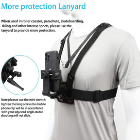 Outdoor Cell Phone Clip Action Camera Adjustable Straps Stand Mobile Phone Chest Mount Harness Strap Holder